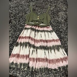 SHEIN Olive and Tie-Dye Dress